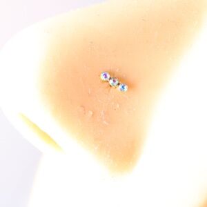Crystal three tone Nose piercing Golden tone 20g New